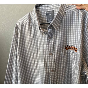 Antigua SF Giants Shirt Mens XL Gray Plaid Button Up Long Sleeve MBL